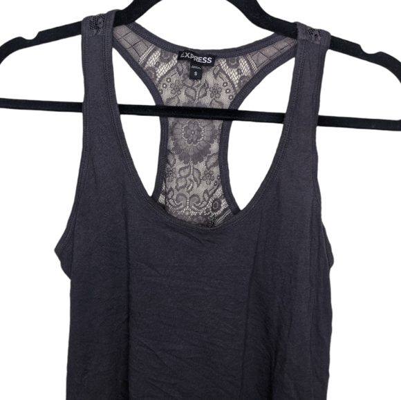 Express Dark Gray Lacy Racerback Tank Top 🖤✨ - Picture 4 of 6